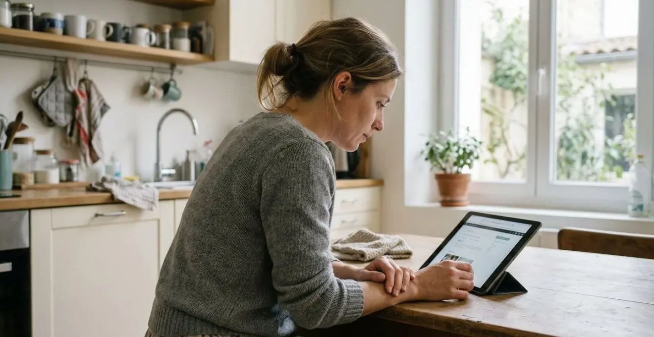 Femme consultant les garanties d'assurance auto sur une tablette