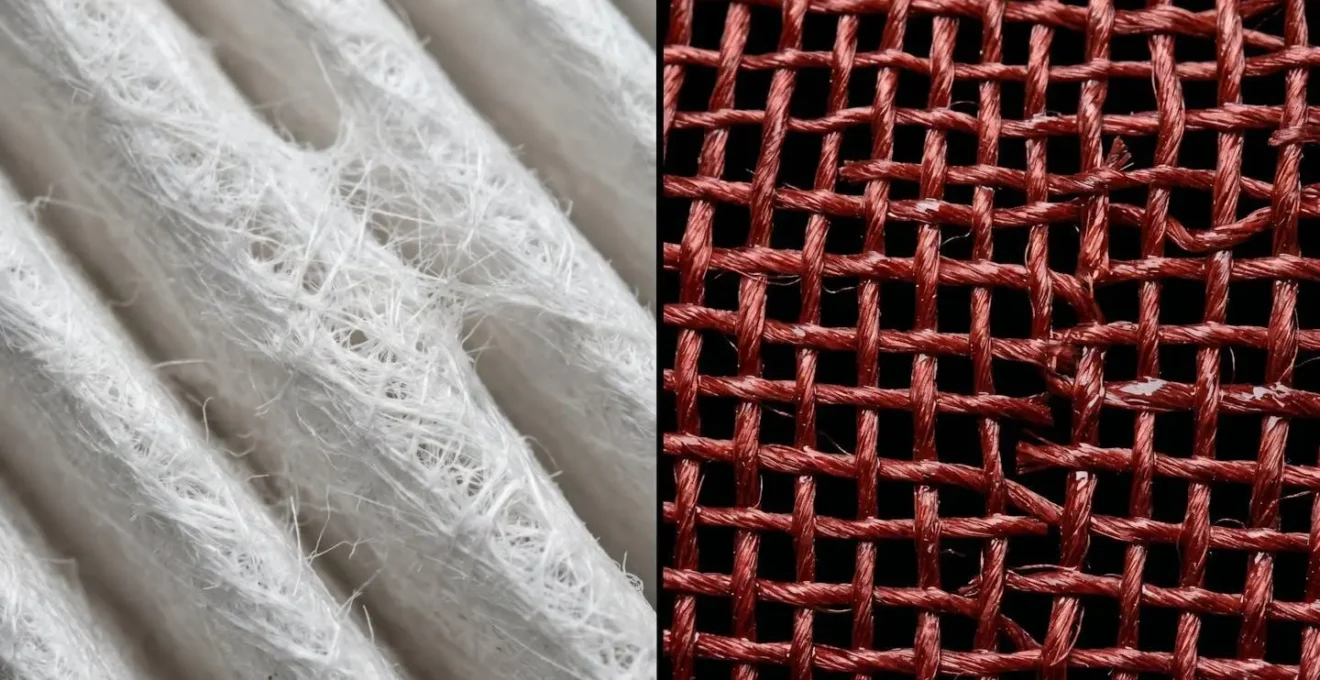 Vue macro détaillée comparant les textures d'un filtre papier standard et d'un filtre sport en coton huilé
