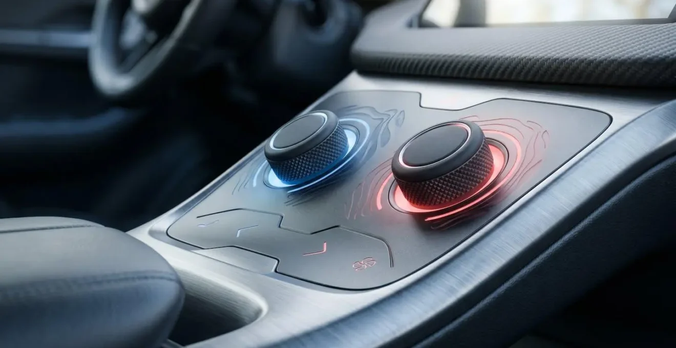 Gros plan sur un tableau de bord de voiture électrique affichant la température de batterie pendant le préconditionnement