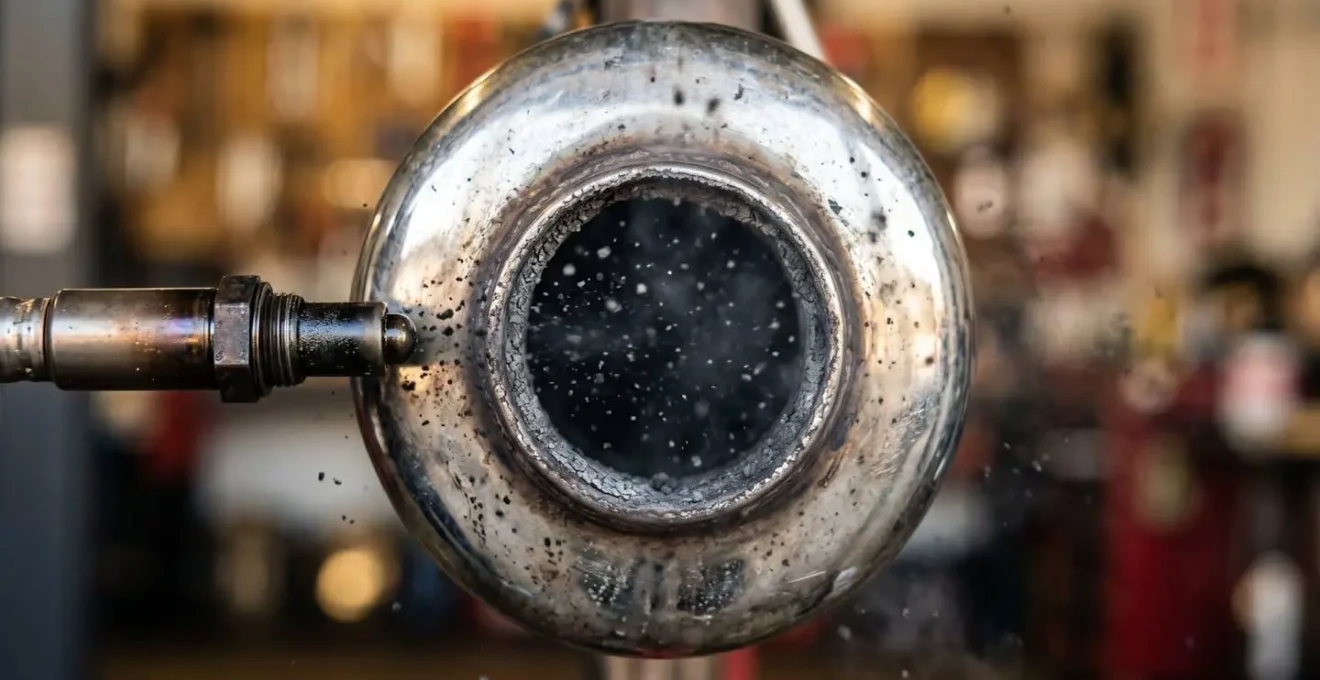 Sonde d'opacimètre mesurant les fumées noires sortant d'un pot d'échappement diesel