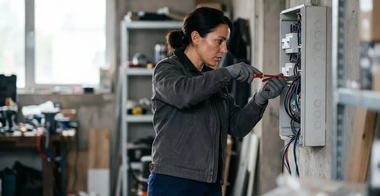 Électricien professionnel installant une wallbox en toute sécurité